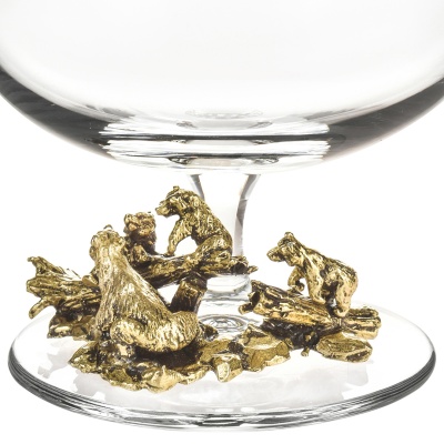 Подарочный набор из 4 бокалов для коньяка "Медведи" в подарочной коробке