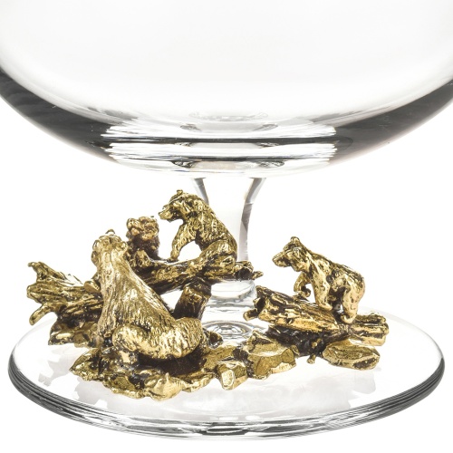 Подарочный набор из 4 бокалов для коньяка "Медведи" в подарочной коробке