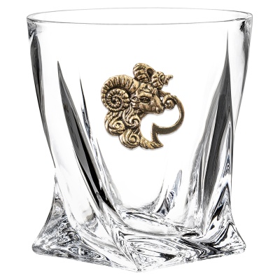 Бокал для виски с накладкой "Овен", в коробке из дизайнерского картона