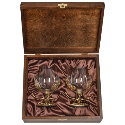 Набор 2 бокала для коньяка "Парящий Орел", в шкатулке из массива