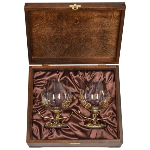 Набор 2 бокала для коньяка "Парящий Орел", в шкатулке из массива