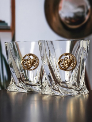 Набор из 2х бокалов для виски с накладкой "Рак", упаковка Mr Whiskey
