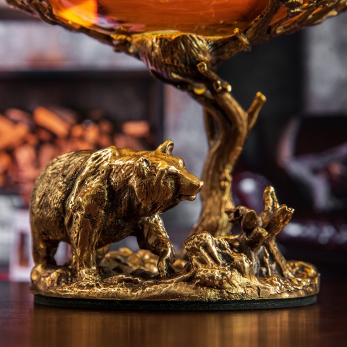 Набор 2 бокала для коньяка (Р) "Кабан +Медведь ", в черной  подарочной упаковке