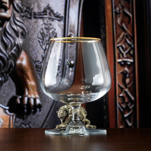 Набор из 2-х бокалов для коньяка "Медведь Гризли" в черной подарочной коробке