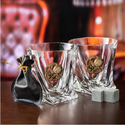 Набор 2 бокала для виски с накладкой "Водолей", в шкатулке Mr Whiskey