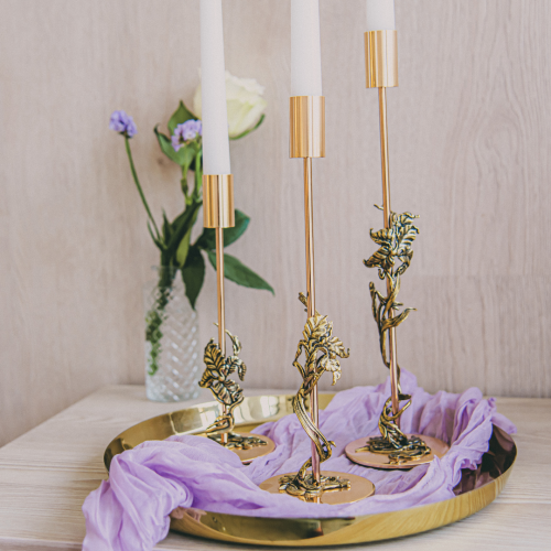 Подарочный набор из 3 подсвечников "Ирис" в подарочной коробке