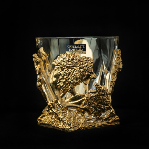 Бокал для ВИСКИ ручная работа Львы в подарочной упаковке