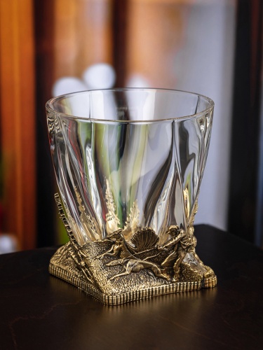 Бокал для ВИСКИ ручная работа охота на кабана в подарочной упаковке