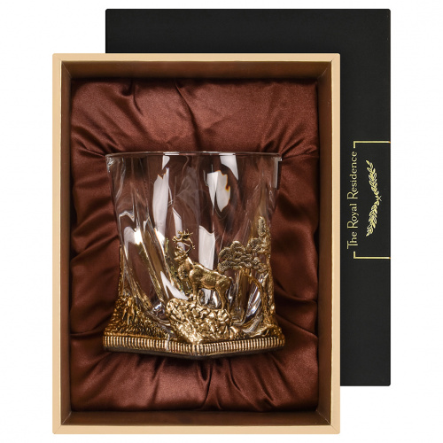 Бокал для ВИСКИ ручная работа охота на оленя в подарочной упаковке