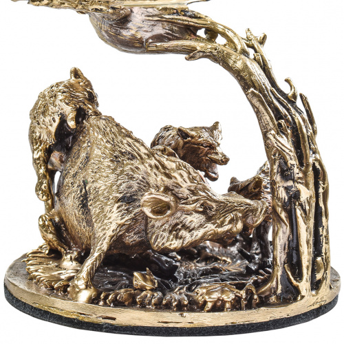 Набор 2 бокала для коньяка "Охота на Вепря" и "Охота на Кабана", в шкатулке из массива