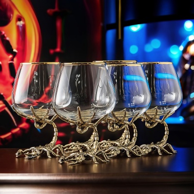 Набор 6 бокалов для коньяка  (Р) "Скорпион" новый, в деревянной шкатулке